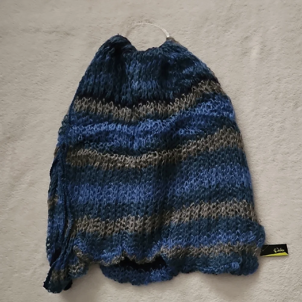 Rikka Knit Blue and Gray Infinity Scarf